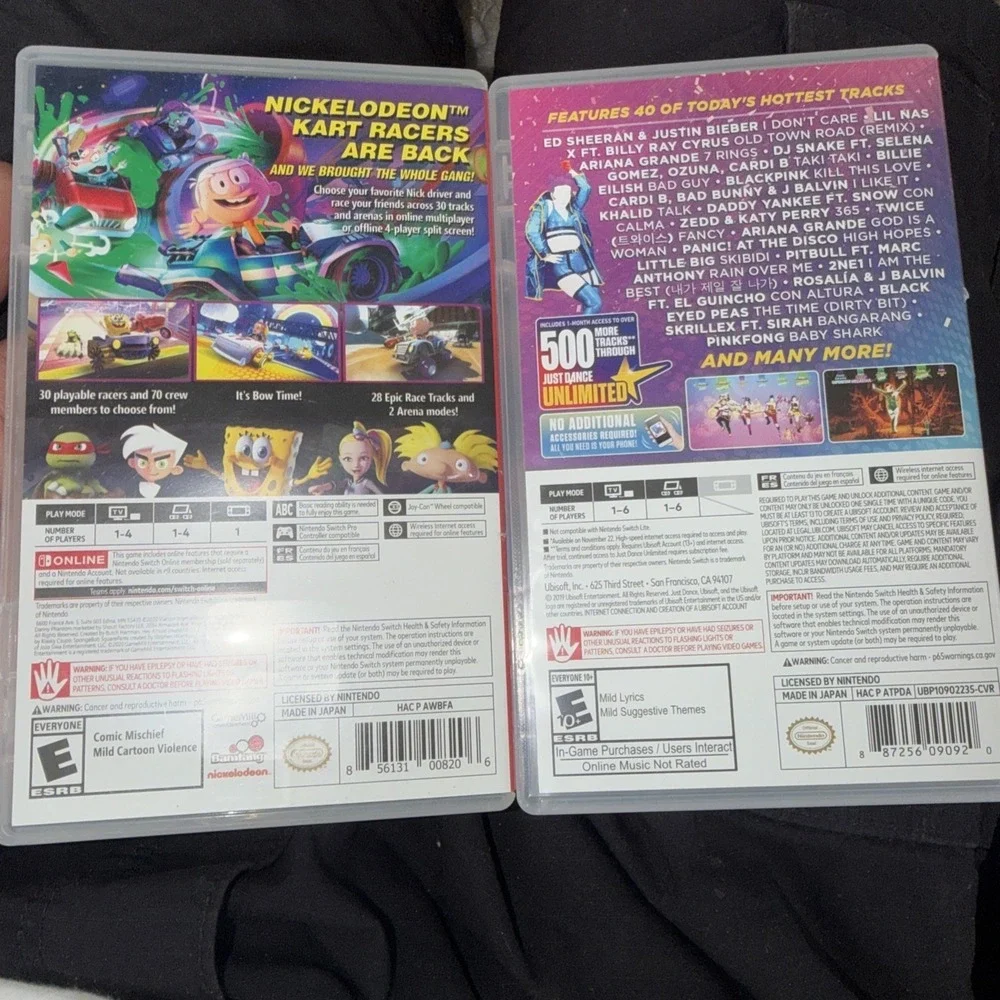 Lot of 2 Nintendo Switch Games (Just Dance 2020 & Nickelodeon Kart Racers 2 GP)